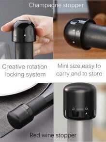 1pc Small Silicone Rotating Locking Wine Champagne Bottle Stopper, Two Styles Available - A Champagne - View 7