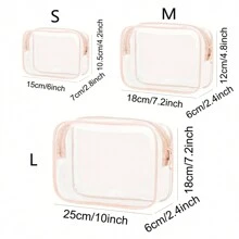 1 Miếng ( S/M/L ) Đỏ  Có thể mang đi Trong sáng Túi trang điểm Với Dây kéo - Đỏ - Xem 9