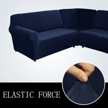 MIFXIN Sectional Corner Sofa Covers 5 Seat L-Shaped Sectional Couch Slipcovers 3 Piece Velvet Stretch Soft Washable Furniture Sofa Protector For 5-Seater Corner Sofas - 藏蓝色 - 查看 11