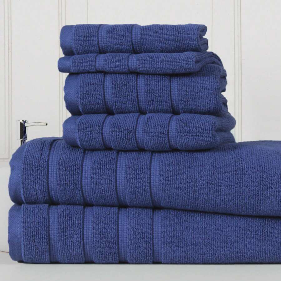 Bibb Home Zero Twist Egyptian Cotton Towel Set - 深藍 - 查看 1
