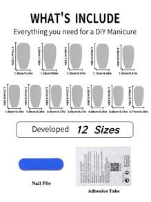 秋冬美甲變身,24片長方形新款焦糖栗棕暈紅暖冬金指甲,附啫喱膠1片及砂紙1片 - 彩色 - 查看 6