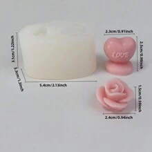 1 件情人節玫瑰花心香氛蠟燭矽膠模具適用於 Diy 石膏裝飾、黏土和陶器工具,易於清潔和脫模 - 白色 - 查看 6