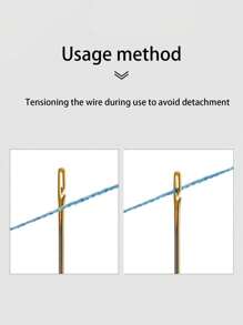 12pcs 45mm Self Threading Needle, Embroidery Needles For Hand Sewing, Easy Side Threading, Stainless Steel Stitching Tools - Multicolor - View 4