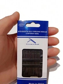 12pcs 45mm Self Threading Needle, Embroidery Needles For Hand Sewing, Easy Side Threading, Stainless Steel Stitching Tools - Multicolor - View 5