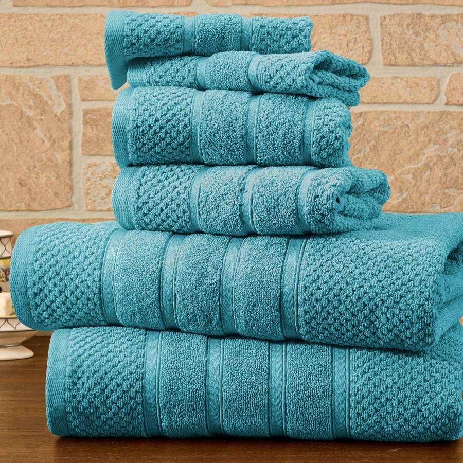 Bibb Home 6 Piece Egyptian Cotton Towel Set - Popcorn Teal - View 1