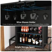 Tribesigns Home Bar Unit, Industrial 3-Tier Liquor Bar Table with Glasses Holder and Wine Storage, Wine Bar Cabinet Set Mini Bar with Footrest for Den Home Pub