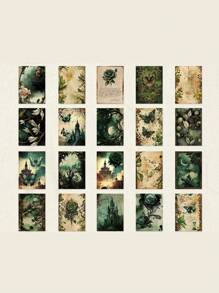 1包(20張/包)復古哥德風格的玫瑰、蝴蝶、城堡裝飾剪貼紙 - 彩色 - 查看 7