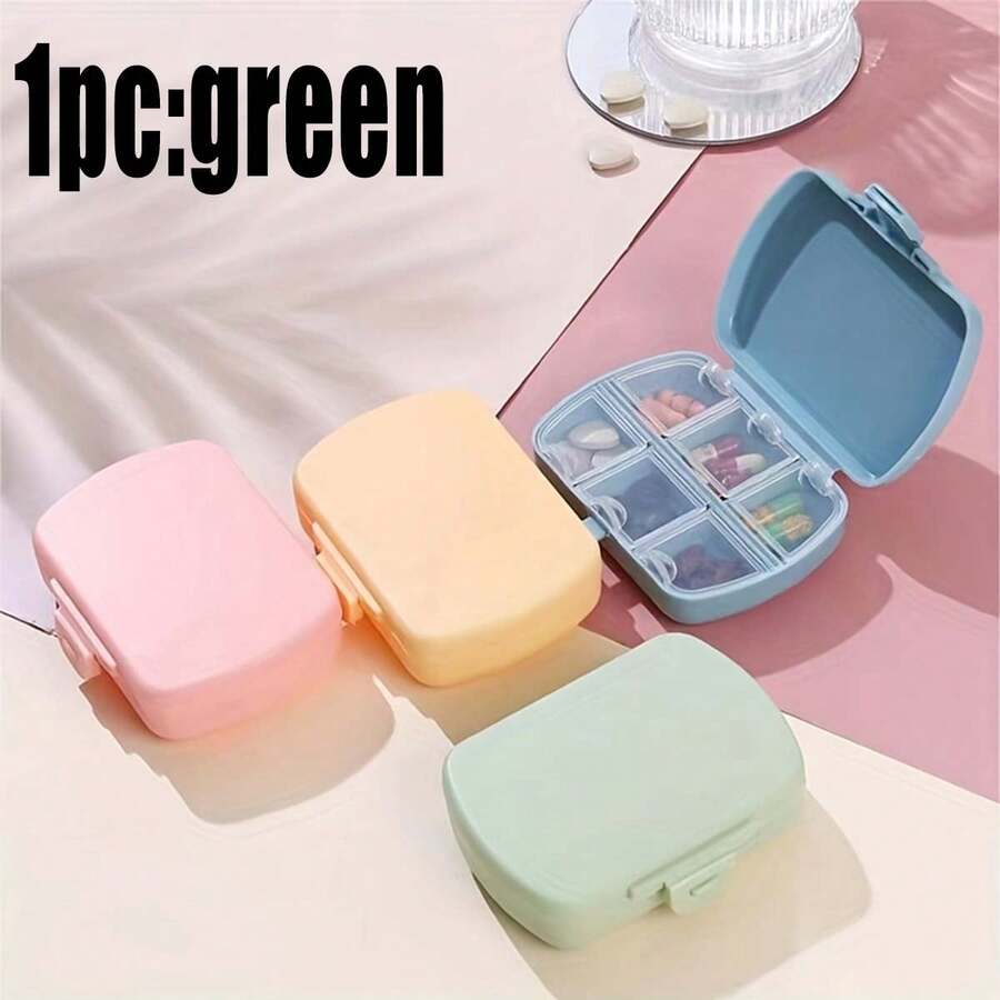 1入組藥盒,便攜密封式且帶有6個隔間,防潮收納盒,適用於戶外野營、徒步旅行和釣魚等活動