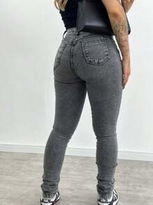 Women Jeans - 灰色 - 查看 2