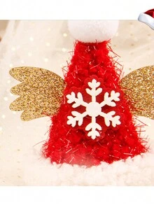 1入組女性紅色天鵝絨和明亮雪花造型髮夾,可愛甜美,適合聖誕節穿著