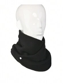 1件女士秋冬多功能保暖抗風絨面圍巾,厚實保暖頸套,適用於騎行 - 黑色 - 查看 2