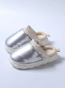 2024年新款防水銀色男拖鞋,冬季,室內,厚底情侶拖鞋,女士款 - 銀色 - 查看 3