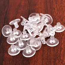 Accesorios de joyería multiusos DIY, tapones de silicona antideslizantes para orejas, pendientes de plástico transparente