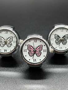 1入歐美風格不鏽鋼石英手錶指環,適用於女士和情侶,日常佩戴珠寶禮物