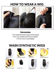 1入組扣在頭上的大波浪中長梨形染髮假馬尾辮(深棕色) - Dark Brown - 查看 6