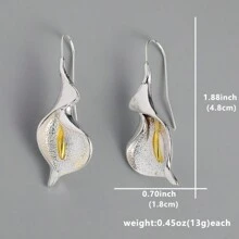 1 对复古风格仿珍珠和莲花形创意耳环，适合女士情人节、妈妈、母亲节、礼物 - 銀色 - 查看 7