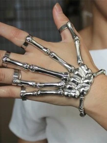 1 PC Fashion Personality Punk Skull Hand Bone Versatile Five Finger Ring Bracelet Adjustable One Piece Ring - 彩色 - 查看 13
