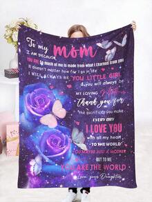 1pc Flannel Super Soft And Cozy Creative Milk Pattern Printed All-season Blanket - Blue - View 1