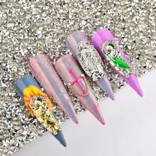 8入組奢華的3d天主教聖徒指甲藝術吊墜,金屬合金製成,形狀的鑽石美甲裝飾