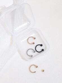 4pcs Multicolor Twisted Hoop Nose Rings Set For Men & Women, Daily Wear And Suitable For Various Occasions - Multicolor - View 4