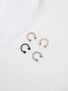 4pcs Multicolor Twisted Hoop Nose Rings Set For Men & Women, Daily Wear And Suitable For Various Occasions - Multicolor - View 3