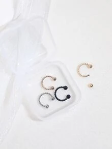 4pcs Multicolor Twisted Hoop Nose Rings Set For Men & Women, Daily Wear And Suitable For Various Occasions - Multicolor - View 6