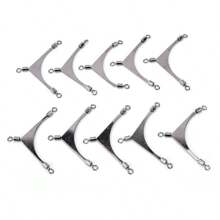 10Pcs Steel 3 Ways Fishing Rolling Pole Swivels Bearing Connector - Silver - View 2
