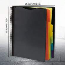 12 Pages Study Office Classified Bills Folder Paper Storage Document Bag, Multi Pocket Folder Binder - Black - View 2