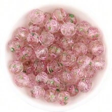 12pcs/pack Japanese Style Flower Patterned Lampwork Glass Beads With Faceted Surface And Gold Sand Inlay For Diy Jewelry Making - glass bead - View 20