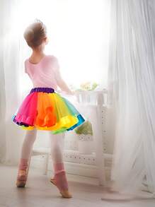 Falda Tutú de Ballet ArcoIris, Unicornio para Niña, Vestido de Tul Arcoiris con Diadema de Unicornio Bebé Niñas Traje de Ballet Traje para la Fiesta de Cumpleaños Fotografía Día de los Niños para Niños de 2 a 8 Años - Multicolor - Ver 10