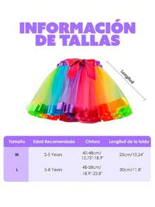Falda Tutú de Ballet ArcoIris, Unicornio para Niña, Vestido de Tul Arcoiris con Diadema de Unicornio Bebé Niñas Traje de Ballet Traje para la Fiesta de Cumpleaños Fotografía Día de los Niños para Niños de 2 a 8 Años - Multicolor - Ver 9