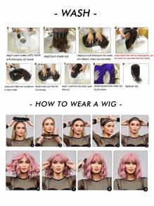 Blond Mid-Length Straight Hair Wig With Fringe Synthetic Wig For Women Chic All Matched With Heat-Resistant Natural Hair For Everyday Cosplay Party - 金色 - 查看 9