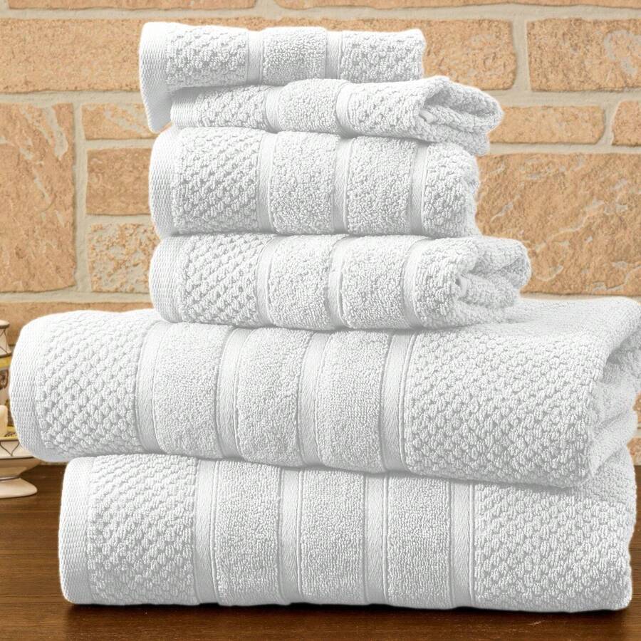 Bibb Home 6 Piece Egyptian Cotton Towel Set - 爆米花白 - 查看 1