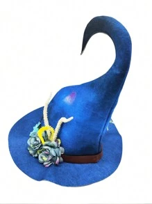 Festival Party Cosplay Hat Felt Witch Hat With Weathered Processing - Blue - View 4