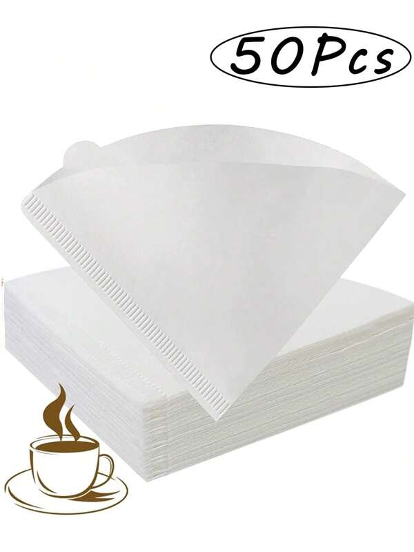 50/100 pièces Filtres à café V60, filtres en papier de forme conique, faciles à utiliser. Conception améliorée de taille V02. Papier filtre en V pour filtre à café infusé à la main V60. Compatible avec les cafetières V60 verseur. Retour à l'école.