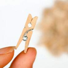 50pcs Natural Wood Color Wooden Clip Storage Clip, Photo Clip, Wooden Craft - Beige - View 3