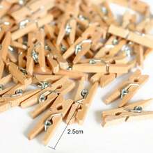 50pcs Natural Wood Color Wooden Clip Storage Clip, Photo Clip, Wooden Craft - Beige - View 5