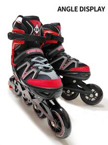 EASY ROLLER 輕鬆滾動運動風格成人大尺寸可調節滾輪溜冰鞋,配有高彈性pu輪,適合戶外滑冰 - 紅色 - 查看 2