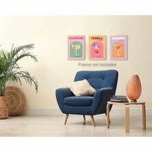 復古雞尾酒海報帆布藝術有趣的酒杯印花繪畫可愛的學院海報審美房間墻飾圖片,適用於酒吧派對宿舍廚房,6入組8x10英寸(未裝幀) - 杏色 - 查看 3