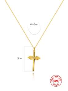 1個925純銀吊墜項鍊,鋯石鑲嵌設計,簡約多變首飾禮物,適合女士 - 金色 - 查看 5