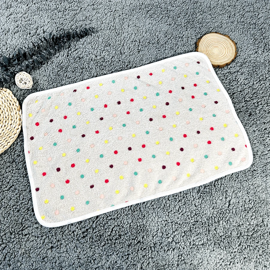 1入組法蘭絨彩色點印花咖啡色寵物毯,適用於大,中,小型寵物,室內使用 - 咖啡棕 - 查看 1