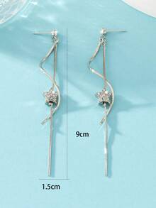 1 對時尚派對星形耳環,帶水鑽細節和撞色流蘇,銅材質 - 金黃色 - 查看 7