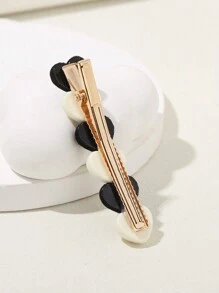 2入組黑白色甜蜜愛心造型側夾 - 黑與白 - 查看 3