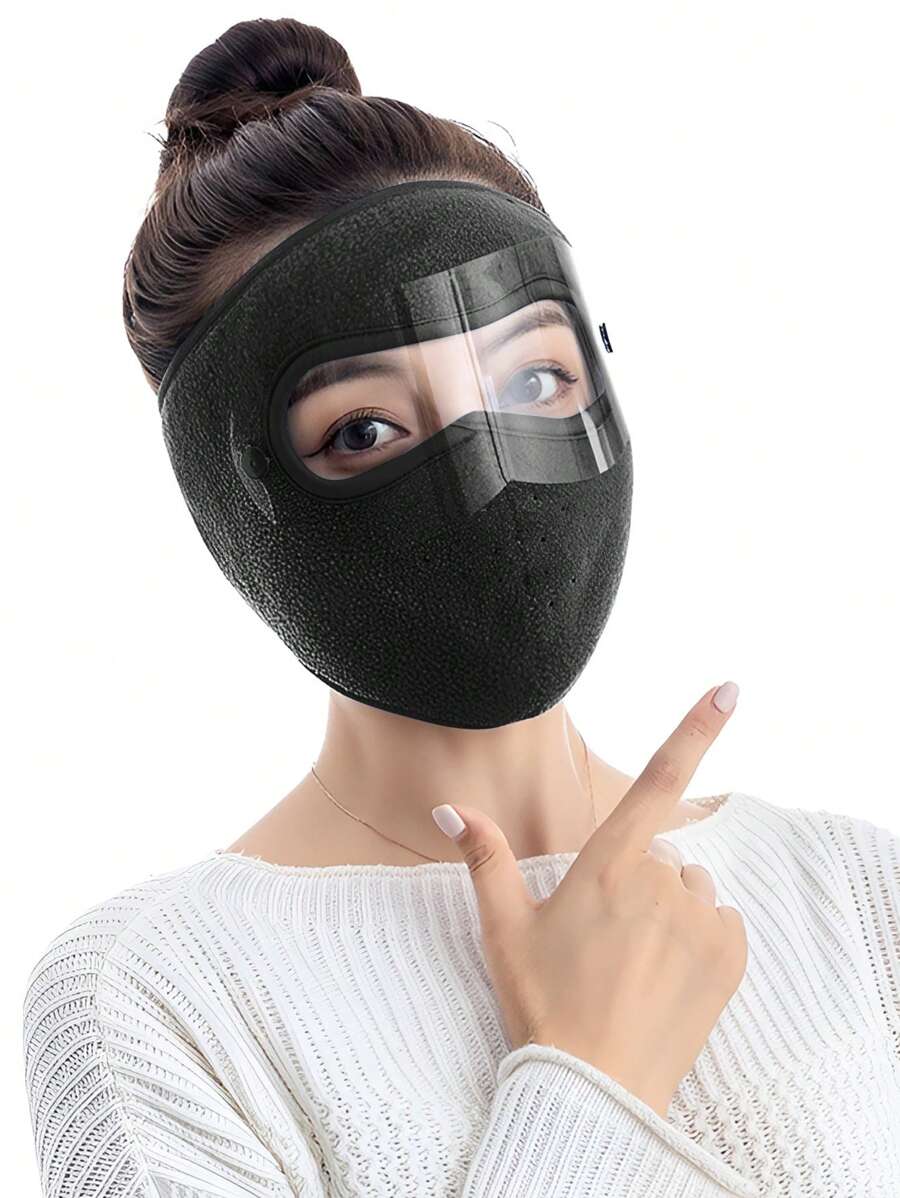 Máscara Facial Gruesa A Prueba De Viento De Invierno, Capucha De Cubierta De Cara Completa Unisex Para Motocicletas, Bicicletas Eléctricas (negro)
