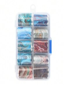 10入裝大理石指甲箔全息膜指甲裝飾 - 彩色 - 查看 6