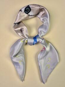 1 Miếng Quý cô Nhỏ bé In hoa con hổ Quấn đầu Khăn rằn - Màu Xám nhạt - Xem 2