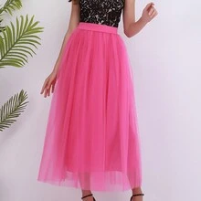 1條4層網紗長裙新娘蕾絲裙伴娘裙適合日常穿著婚禮