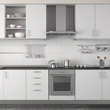 櫥櫃用自粘可拆式壁紙,廚房櫥檯用防水自粘壁紙,膠片牆紙裝飾材料 - 白色 - 查看 4