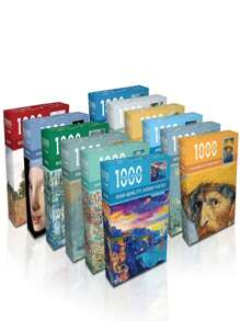 1 件 1000 片風景拼圖成人著名繪畫圖案減壓拼圖玩具帶盒 - 彩色 - 查看 1