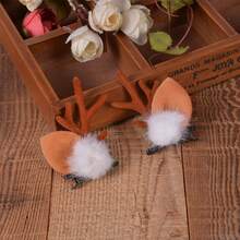 1入聖誕馴鹿角頭帶髮夾髮箍女孩美麗的髮飾鹿角頭帶可愛的鹿頭帶髮飾鹿角